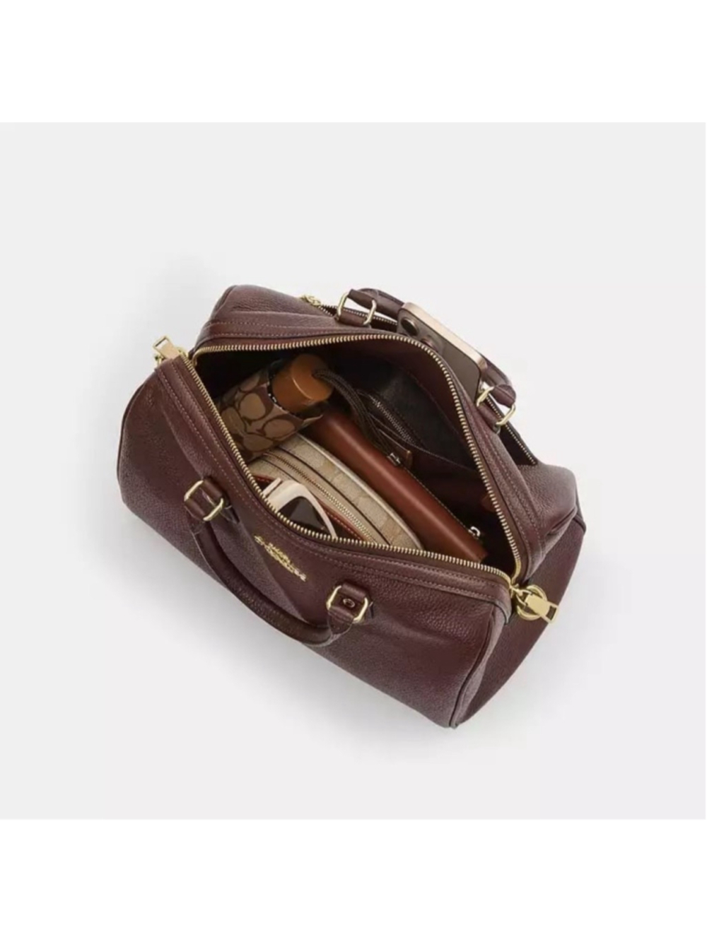 NEW Coach Large Rowan Satchel in Maple Pebble Leather with Gold Hardware NWT - Picture 10 of 11